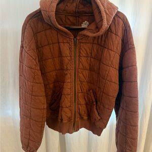 Pilcro Quilted Rust Hooded Puffer Jacket